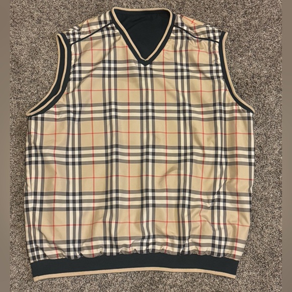 Rare Burberry Nova Check Golf Vest Reversible Men’s XL - Picture 1 of 4